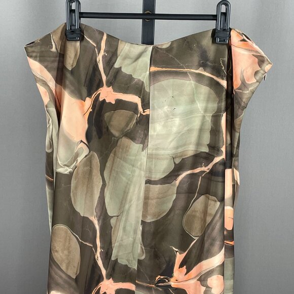 NEW Banana Republic Skirt Womens XL pink green floral water color satin - Picture 2 of 9